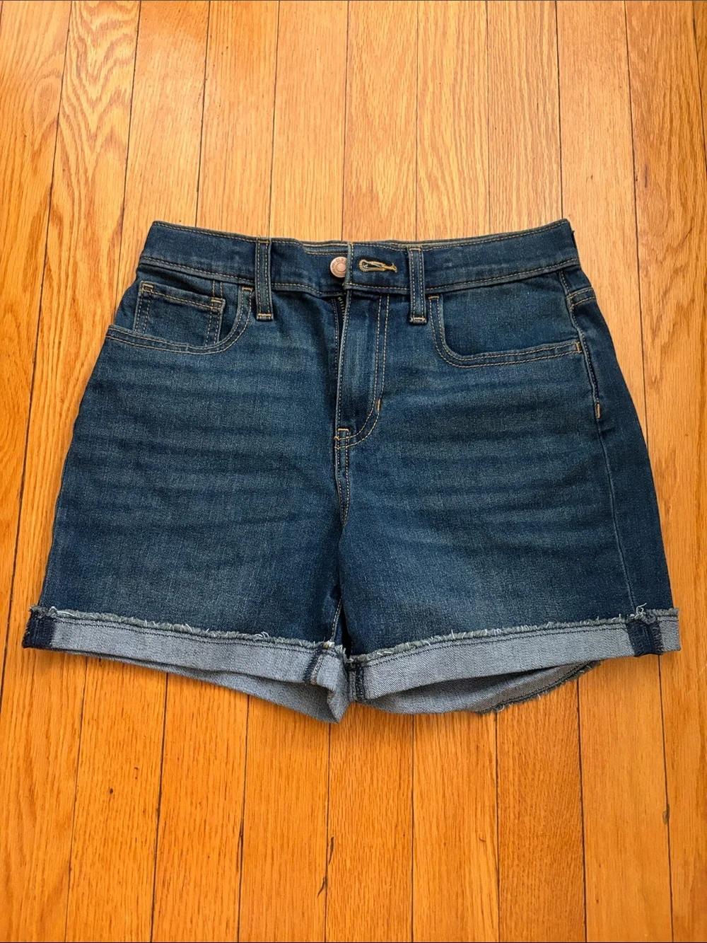 Old Navy Dark Blue Denim Roll-Cuff Kids Shorts